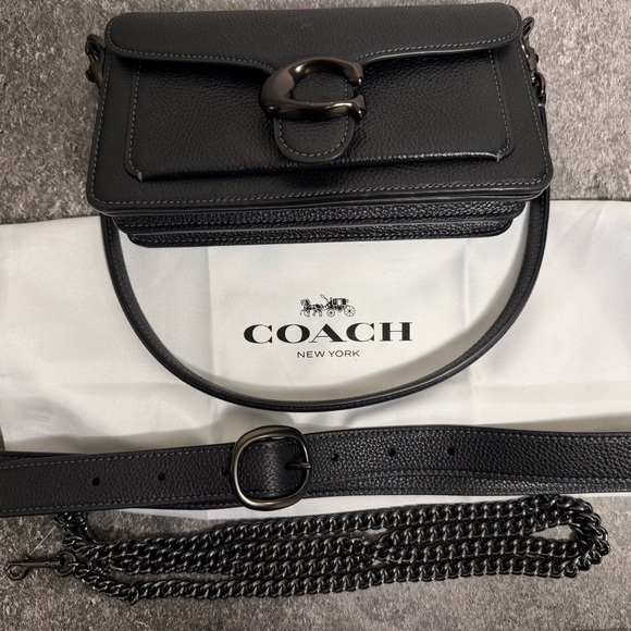 Coach Black Pebbled Leather Tabby 20 - Picture 1 of 9